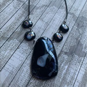 Artesian Dichroic Infused Glass Chunky Necklace Woman’s Jewelry Fiery Colors